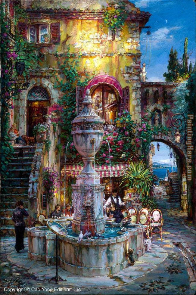 Twilght by the Fountain painting - Cao Yong Twilght by the Fountain art painting